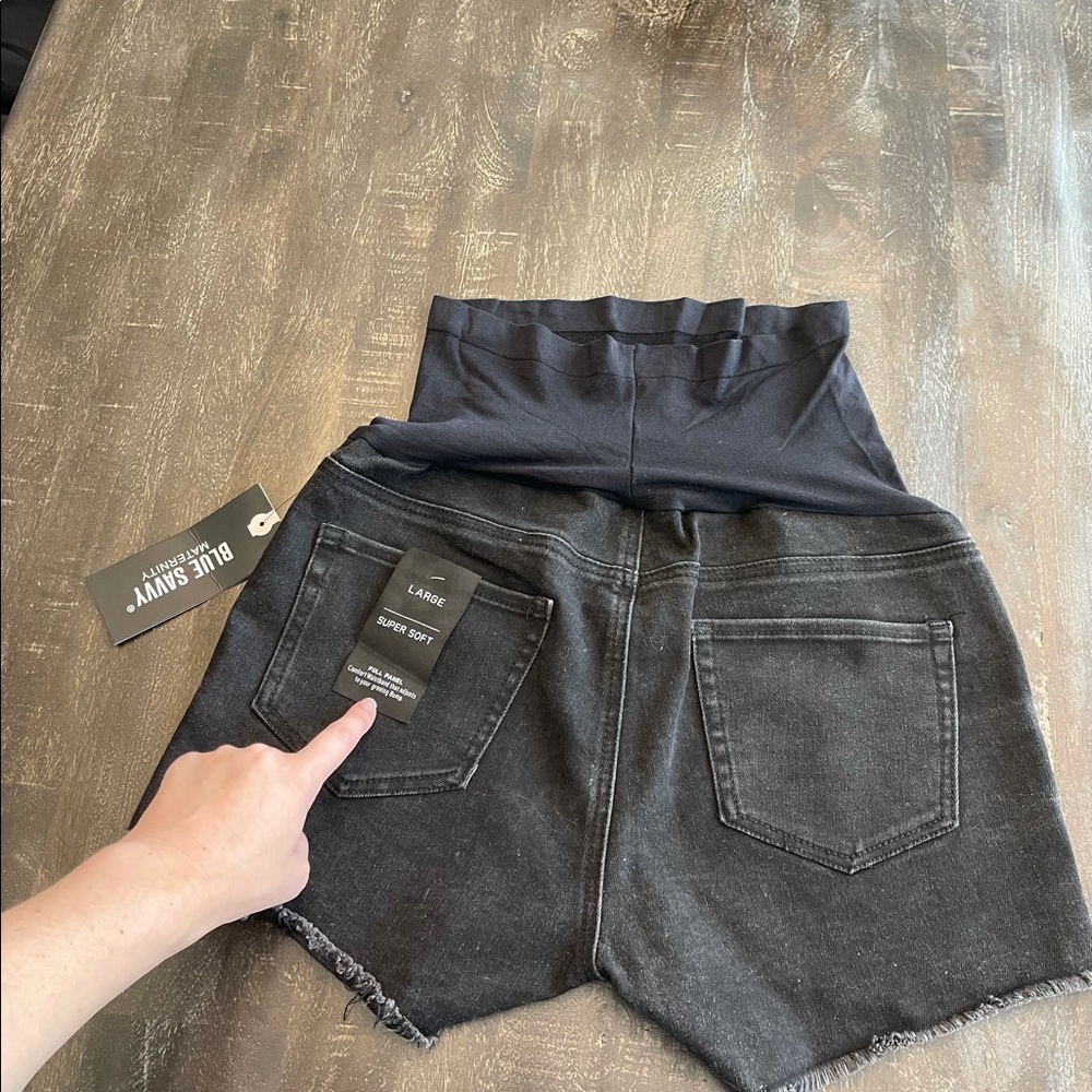 Maternity black jean shorts